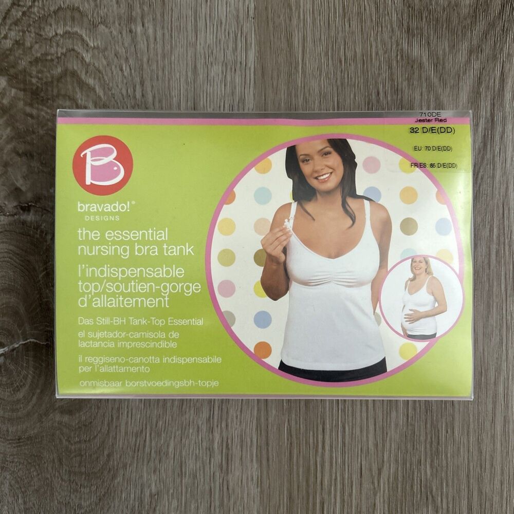 Bravado Designs Womens Essential Nursing Bra Tank Top Shirt Red Size 32 D/E NEW